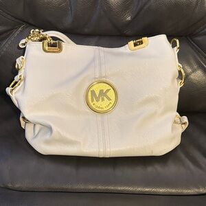 Michael Kors Gold Accent White Shoulder Bag